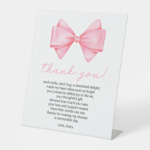 Pink Bow Baby Dusche Danke, Gedicht Sockelschild