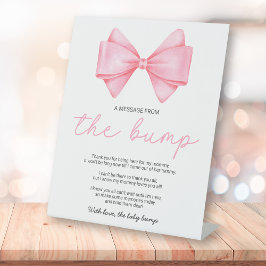 Pink Bow Baby Dusche eine Nachricht aus dem Bump Sockelschild