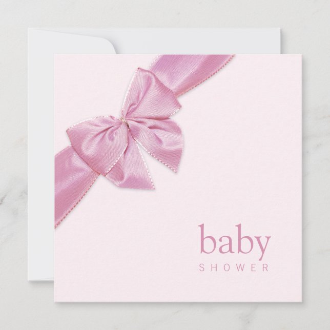 Pink Bow Baby Dusche Einladung (Vorderseite)