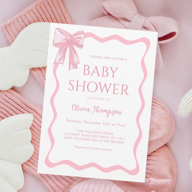 Pink Bow Baby Dusche Einladung (Von Creator hochgeladen)