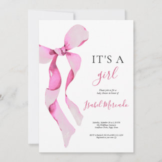 Pink Bow Baby Dusche Einladung