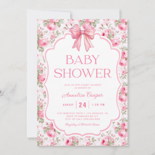 Pink Bow Baby Dusche Einladung