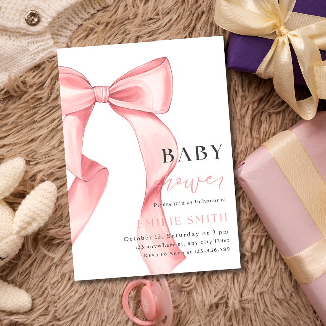 Pink Bow Baby Dusche Einladung, rosa Coquette Einladung (Von Creator hochgeladen)
