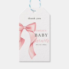 Pink Bow Baby Dusche Einladung, rosa Coquette Geschenkanhänger