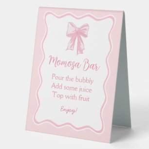 Pink Bow Baby Dusche Momosa Bar Tischaufsteller