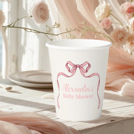 Pink Bow Baby Dusche Pappbecher
