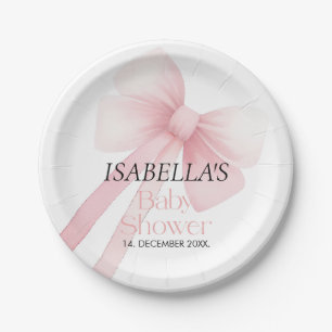 Pink Bow Baby Dusche Pappteller