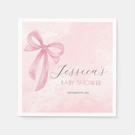 Pink Bow Baby Dusche Rosa Wasserfarbe Serviette