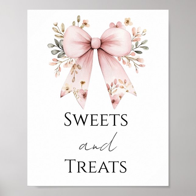 Pink Bow Baby Dusche Süßigkeiten und Leckereien Pa Poster (Vorne)