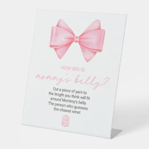 Pink Bow Baby Dusche wie groß ist Mama's Bauch Sockelschild