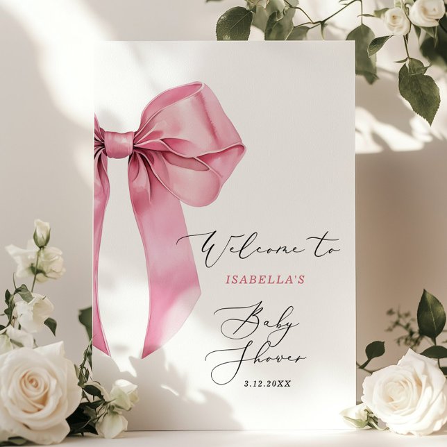 Pink Bow Baby Dusche Willkommen Poster (Von Creator hochgeladen)