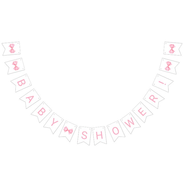 Pink Bow Baby Dusche Wimpelkette (Alle)