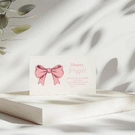 Pink Bow Baby Duwer Raffle Diapper Begleitkarte