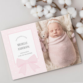 Pink Bow Baby Girl 2 Foto Geburtsankündigung Ankündigung