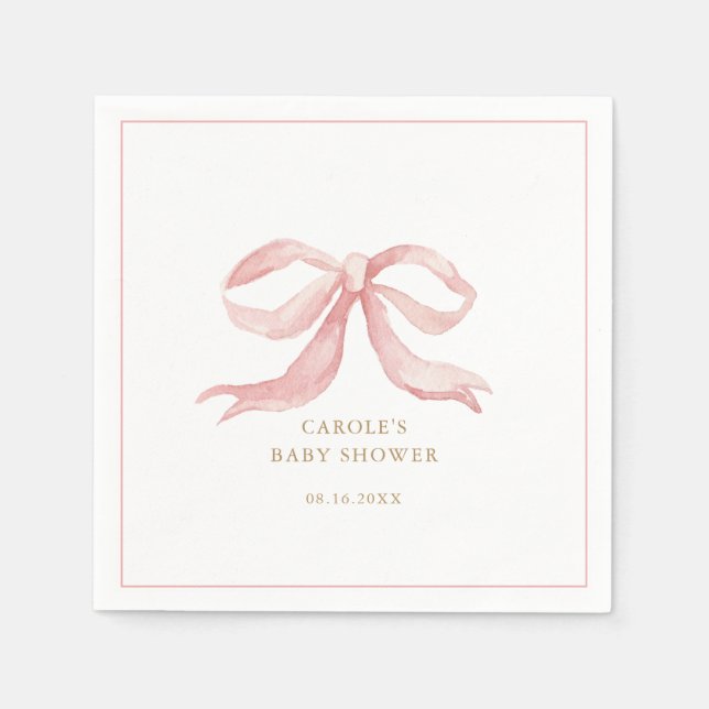 Pink Bow Baby Girl Babydusche Serviette (Vorderseite)