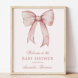 Pink Bow Baby Girl Dusche Begrüßungszeichen Poster
