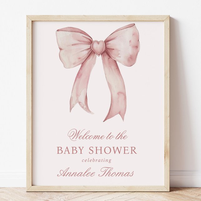 Pink Bow Baby Girl Dusche Begrüßungszeichen Poster (Von Creator hochgeladen)