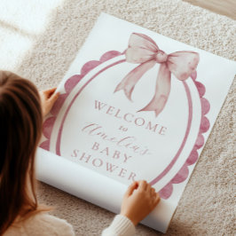 Pink Bow Baby Girl Dusche Begrüßungszeichen Poster