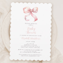 Pink Bow Baby Girl Dusche Coquette Girly Elegante Einladung