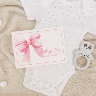 Pink Bow Baby Girl Dusche Dankeskarte