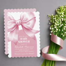 Pink Bow Baby Girl Elegant Baby Shower