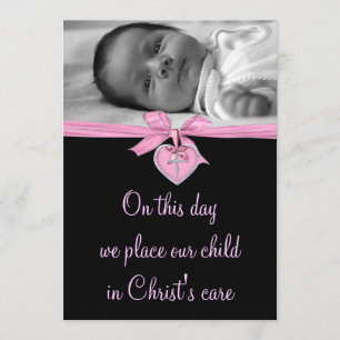 Pink Bow Baby Girl Foto Christine Einladung