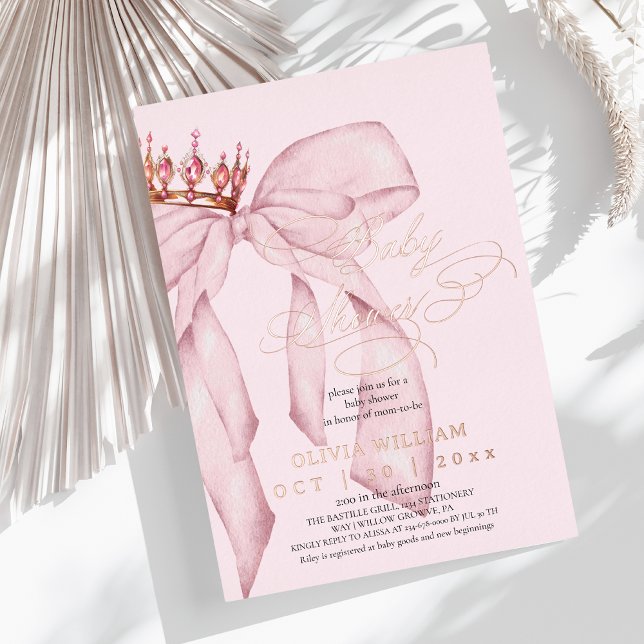  Pink Bow Baby Girl Shower Folieneinladung (Von Creator hochgeladen)