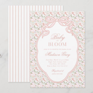 Pink Bow Baby in Bloom Baby Dusche Einladung