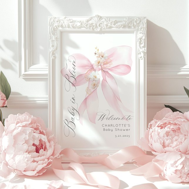 Pink Bow Baby in Bloom Baby Dusche Willkommen Poster (Von Creator hochgeladen)