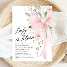 Pink Bow Baby in Bloom Floral Girl Babydusche