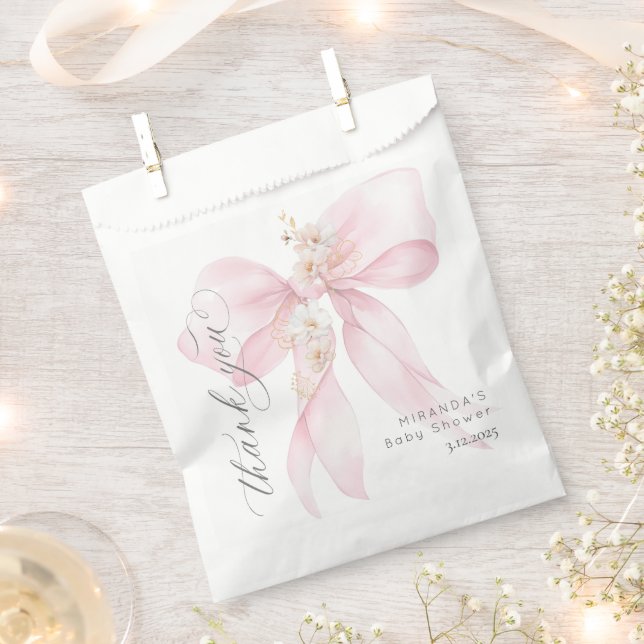Pink Bow Baby in Bloom floral vielen Dank Geschenktütchen (Ausgeschnitten)