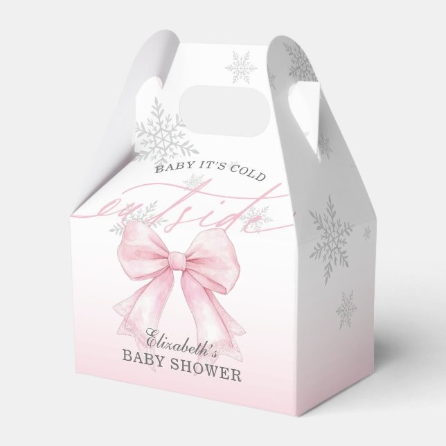 Pink Bow Baby seine kalte Außendusche Begrüßung Geschenkschachtel (Vorderseite)