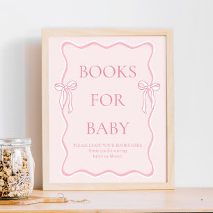 Pink Bow Baby Showbücher für Baby Poster
