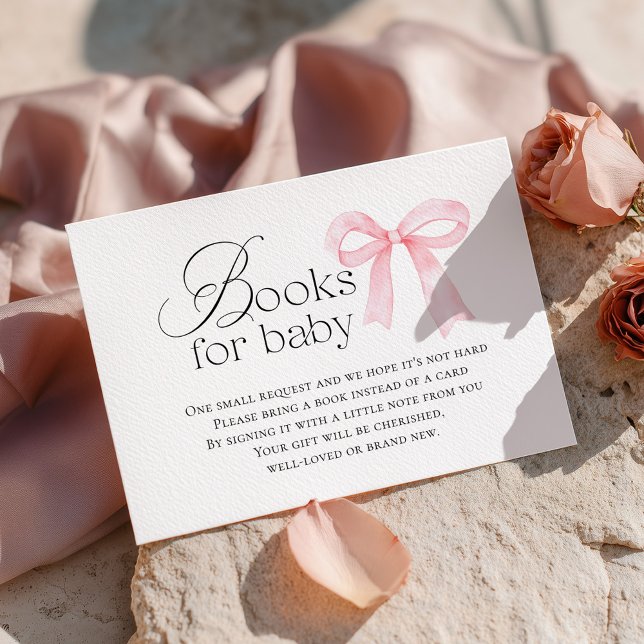 Pink Bow Baby Shower Books for Baby Begleitkarte (Von Creator hochgeladen)