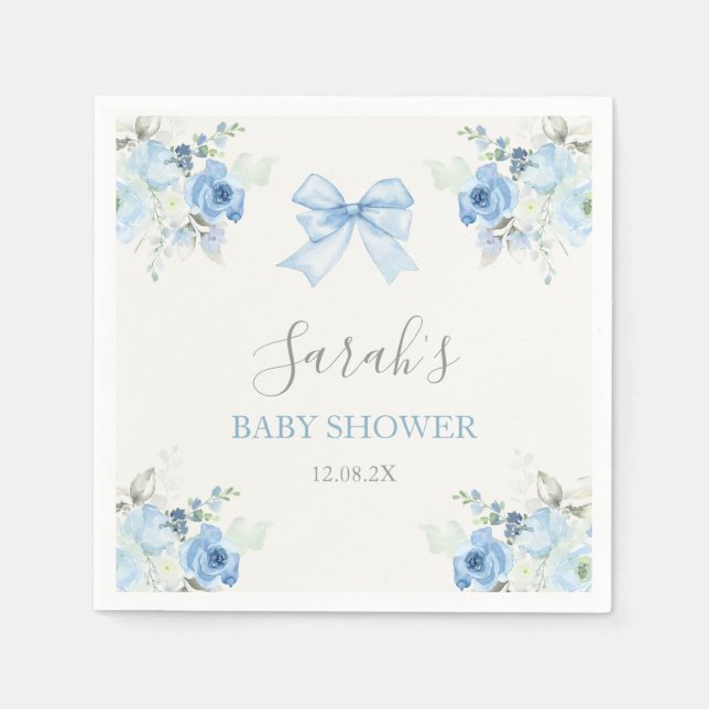 Pink Bow Baby Shower Boy Serviette (Vorderseite)