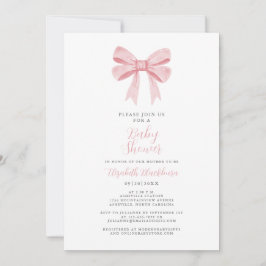 Pink Bow Baby Shower Coquette Girl Elegante Gingha Einladung