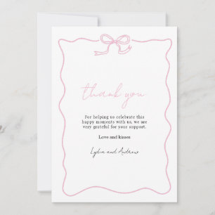 Pink Bow Baby Shower Einladung, Girl Baby Dusche Dankeskarte