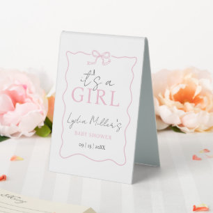 Pink Bow Baby Shower Einladung, Girl Baby Dusche Tischaufsteller