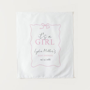 Pink Bow Baby Shower Einladung, Girl Baby Dusche Wandteppich