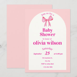 Pink Bow Baby Shower.elegant baby shower. Einladung