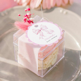 Pink Bow Baby Shower Fevor Tags Geschenkanhänger