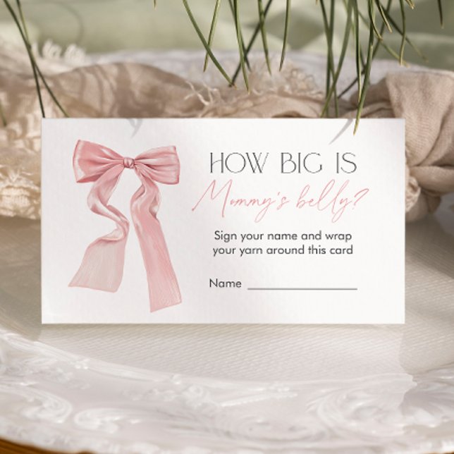 Pink Bow Baby Shower Game Wie groß ist Mama's Bauc Begleitkarte (Von Creator hochgeladen)