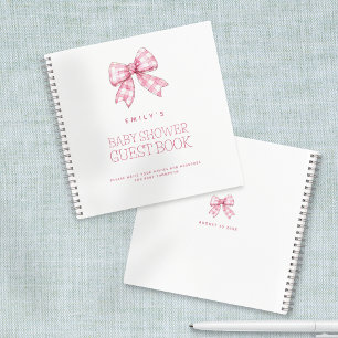 PInk Bow Baby Shower Gästebuch Notizbuch