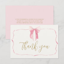 Pink Bow Baby Shower Girl Danke Karte
