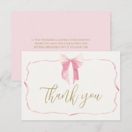 Pink Bow Baby Shower Girl Danke Karte