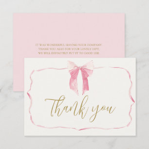 Pink Bow Baby Shower Girl Danke Karte