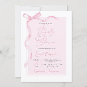 Pink Bow Baby Shower Girl Einladung