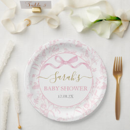 Pink Bow Baby Shower Girl Pappteller
