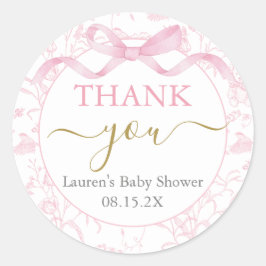 Pink Bow Baby Shower Girl Runder Aufkleber
