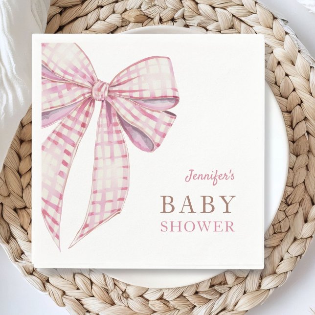 Pink Bow Baby Shower Girl Serviette (Von Creator hochgeladen)